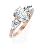 Load image into Gallery viewer, Enamel Three Stone Diamond Ring With One Oval Cut &amp; Two Pear Cut Diamonds (1.50 CT. Oval Cut)
