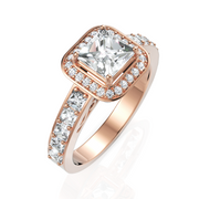 Lucy Halo Diamond Ring With Princess Cut 1.00 Carat Solitaire Wedding Ring