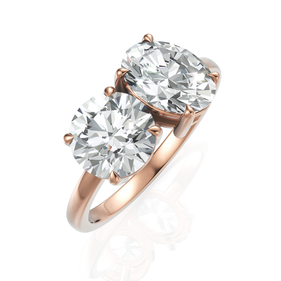 Toi Et Moi Solitaire Diamond Ring With Oval Cut & Round Cut Diamonds (1.50 CT. Each Diamond)