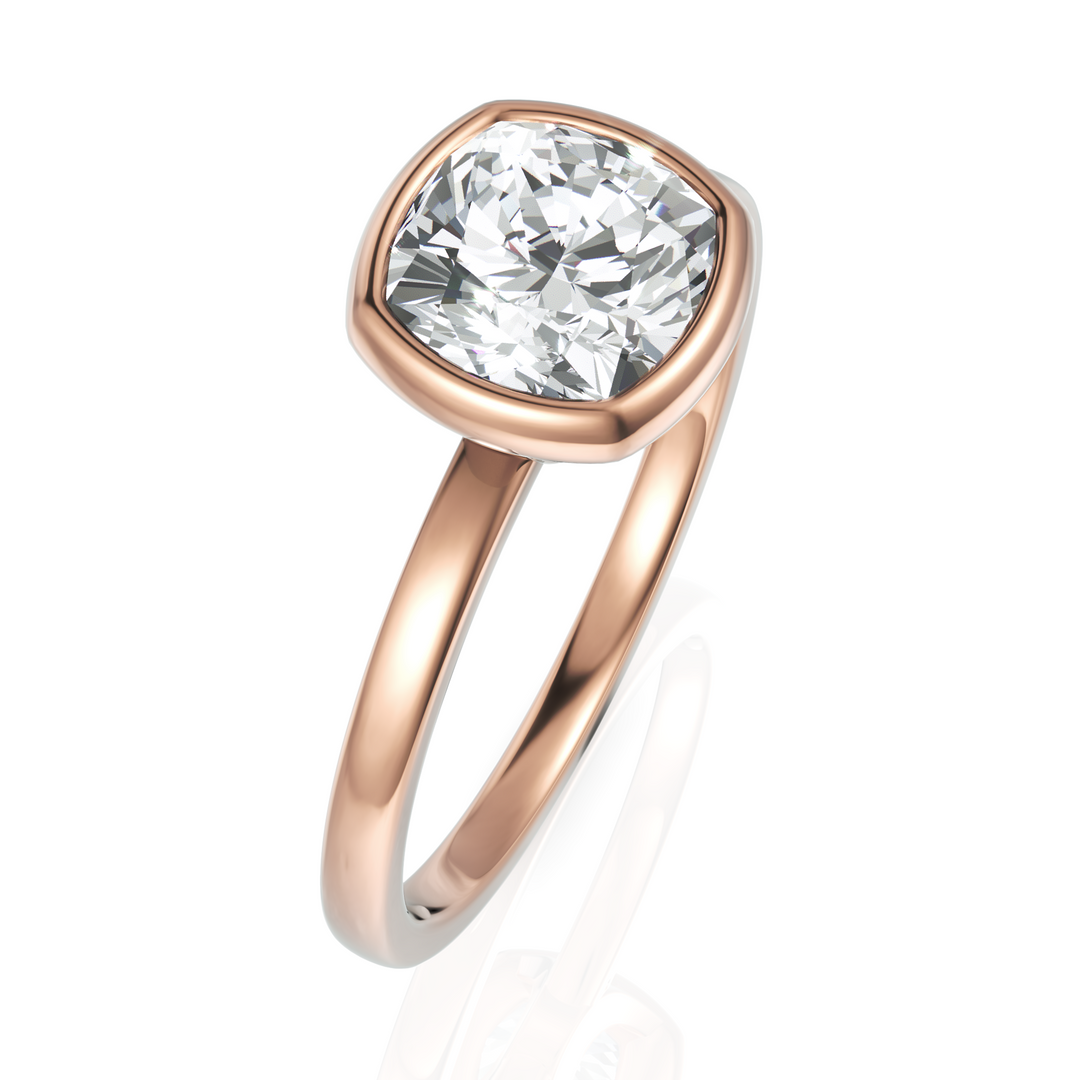 Pleasant Cushion Cut Diamond solitaire Ring With Bezel Set (1.50 CT.)