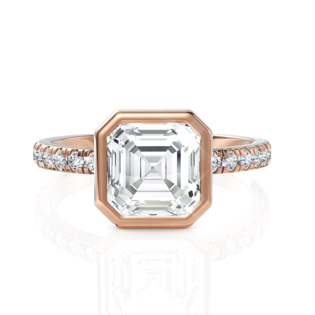 Lustre Asscher Cut Diamond Solitaire Ring With Bezel Setting (2.00 CT. Asscher Cut)