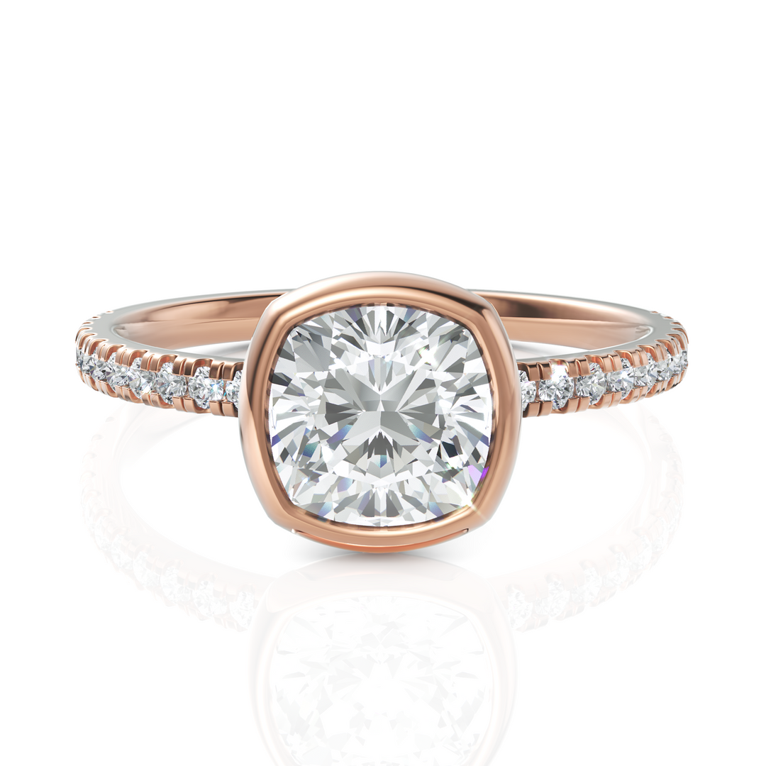 Charming Cushion Cut Diamond Solitaire Ring With Bezel Set (1.50 CT. Solitaire)