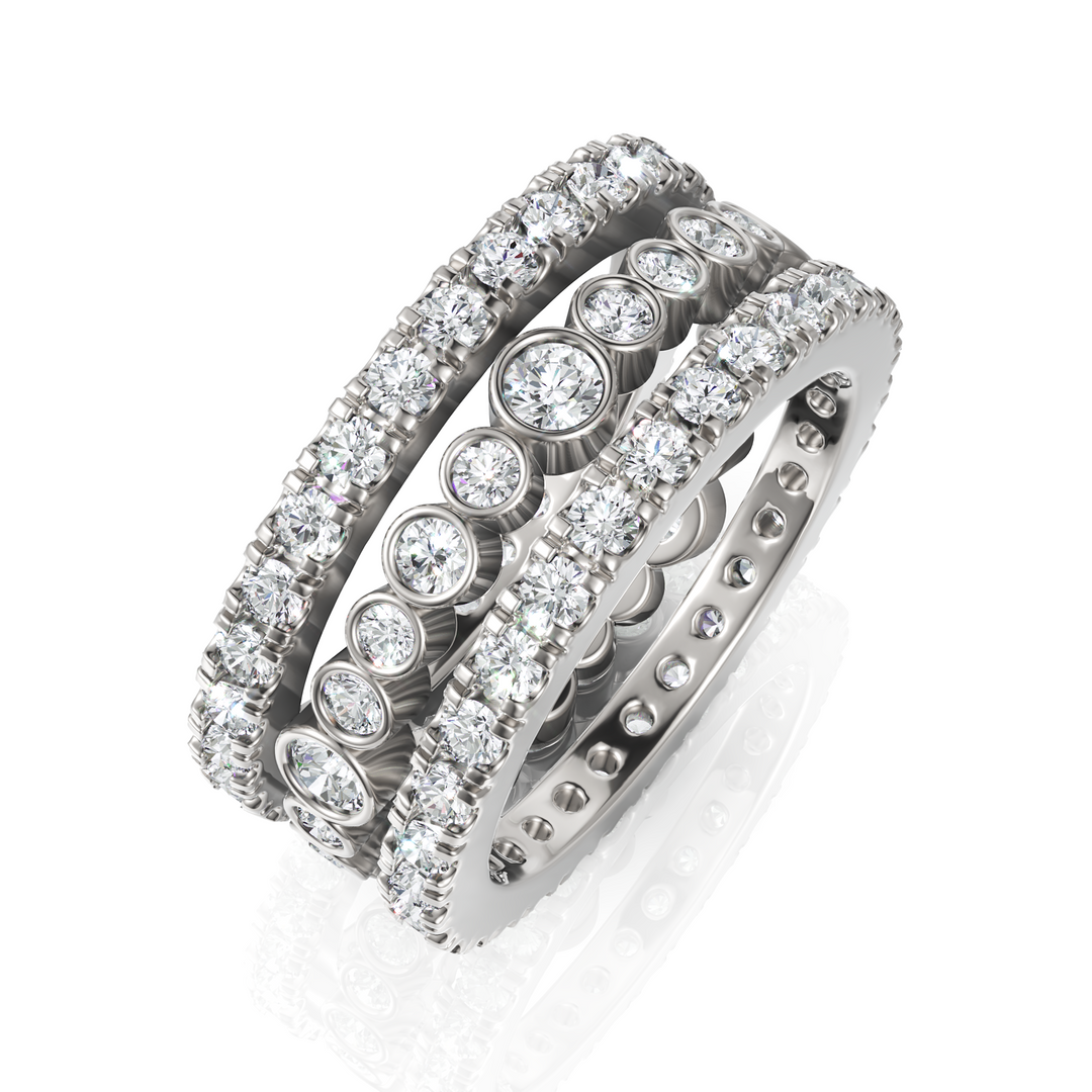 Trio Separate Diamond Eternity Wedding Bands