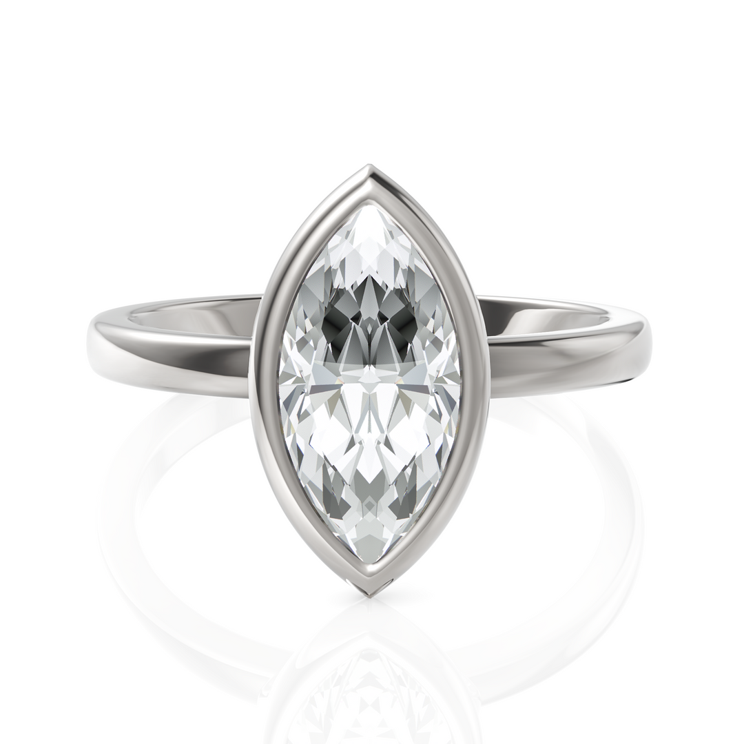 Striking Marquise Cut Diamond Solitaire Ring With Bezel Set (1.50 CT.)