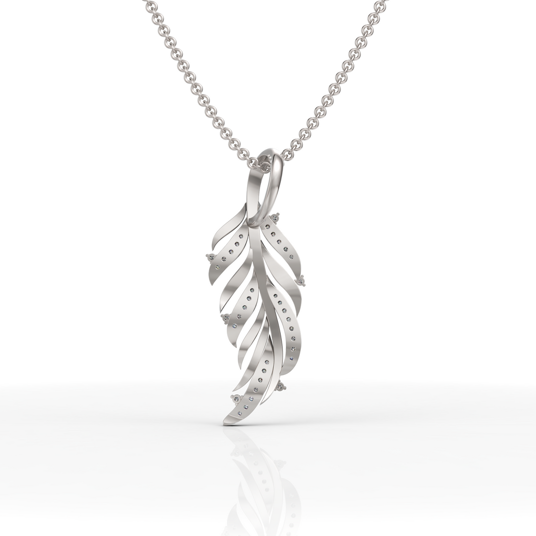 Tendril Fern Diamond Pendant ( Neck Chain Is Not A Part Of The Product And Can Be Bought Separately )