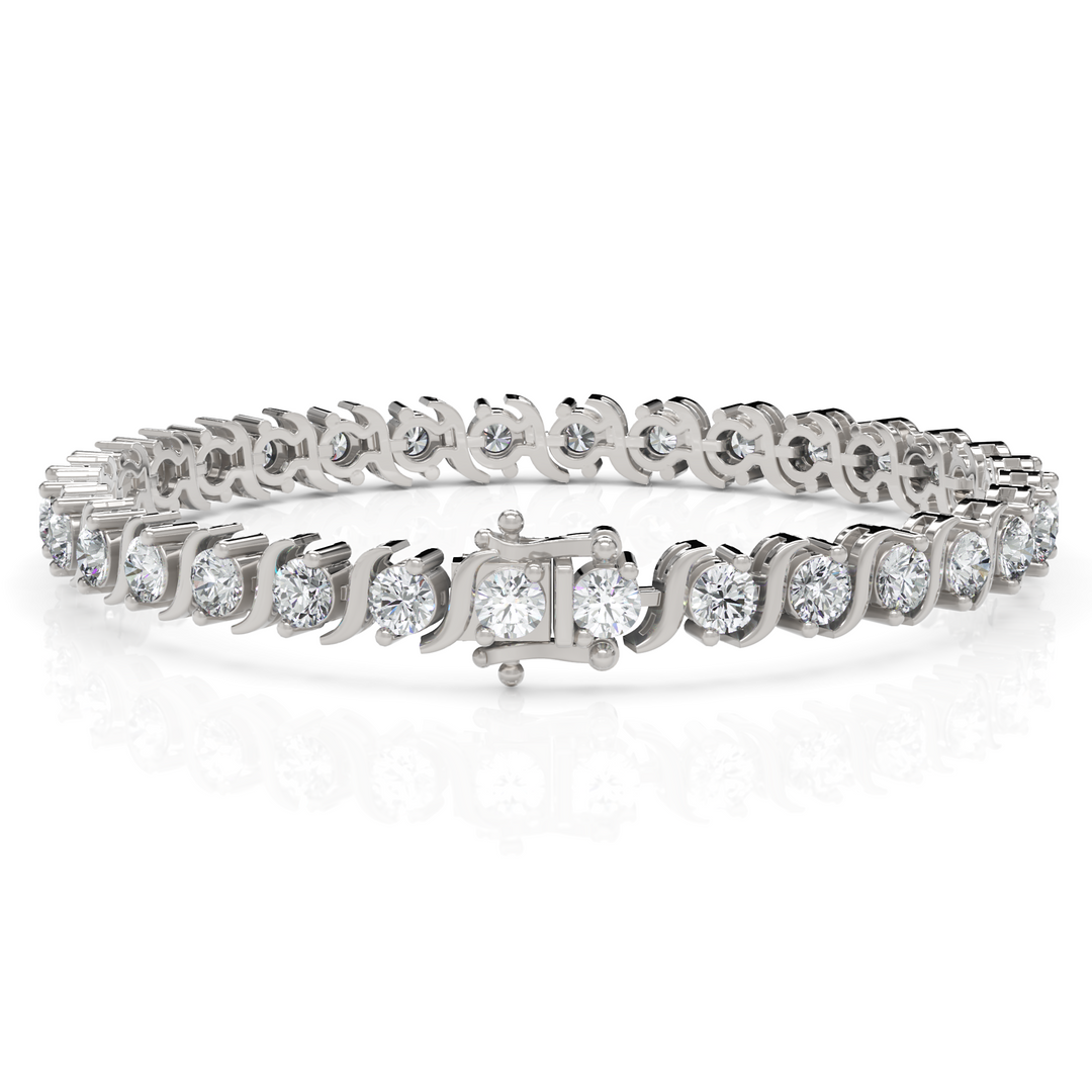 S Swirl Link Illusion Diamond Tennis Bracelet