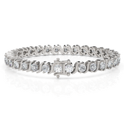 S Swirl Link Illusion Diamond Tennis Bracelet