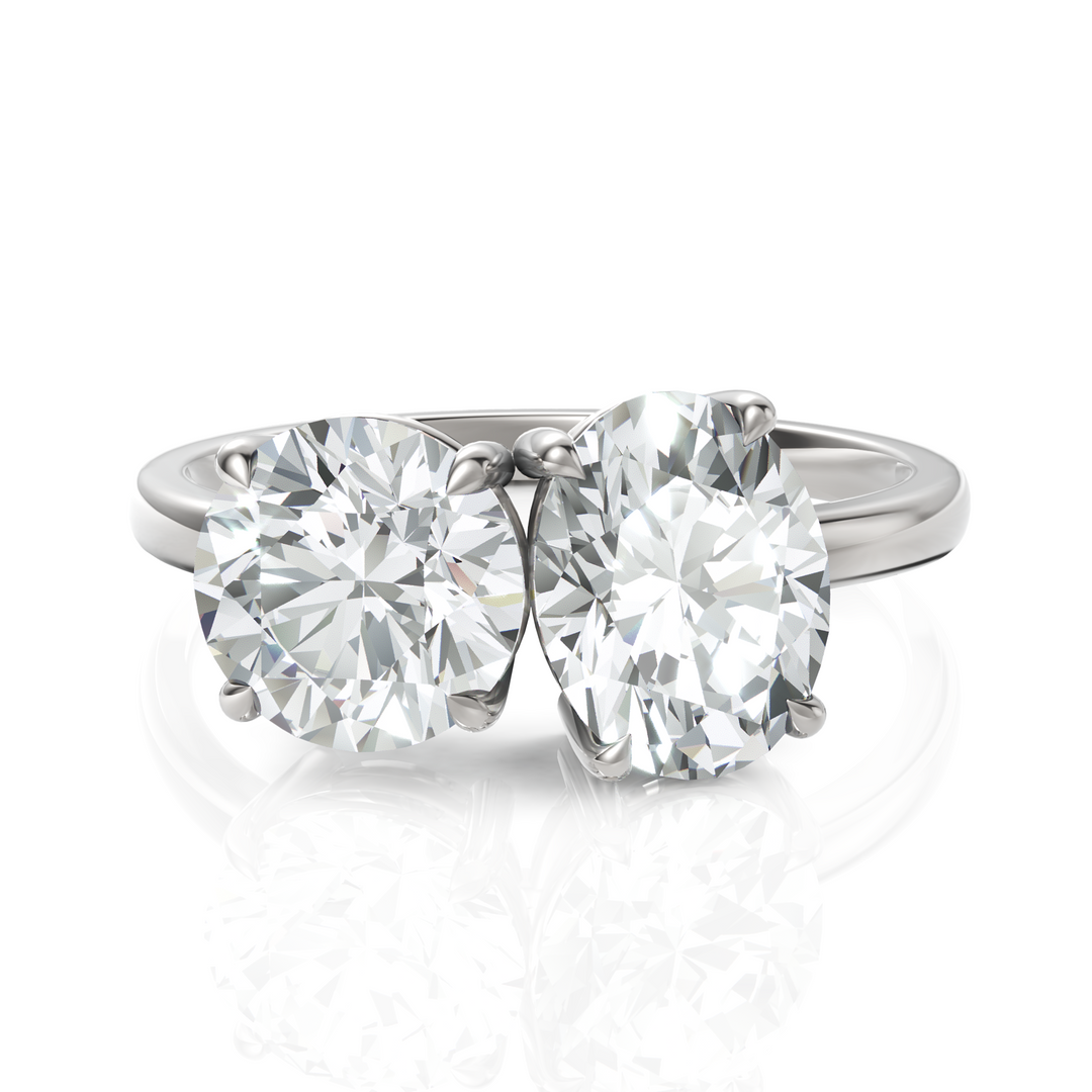 Toi Et Moi Solitaire Diamond Ring With Oval Cut & Round Cut Diamonds (1.50 CT. Each Diamond)