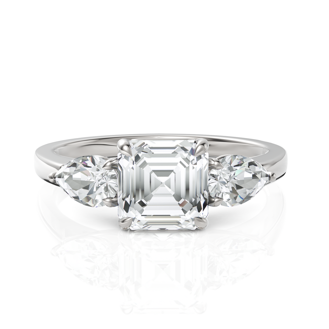 Asscher Cut & Pear Cut Solitaire Diamond Ring (1.50 CT. Asscher Cut)