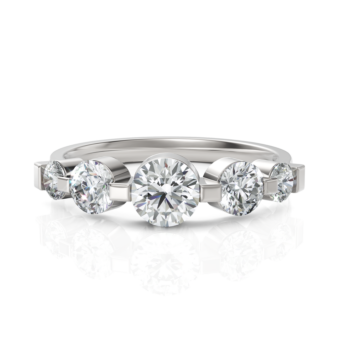 Olympius 5 Stone Round Cut Diamond Ring