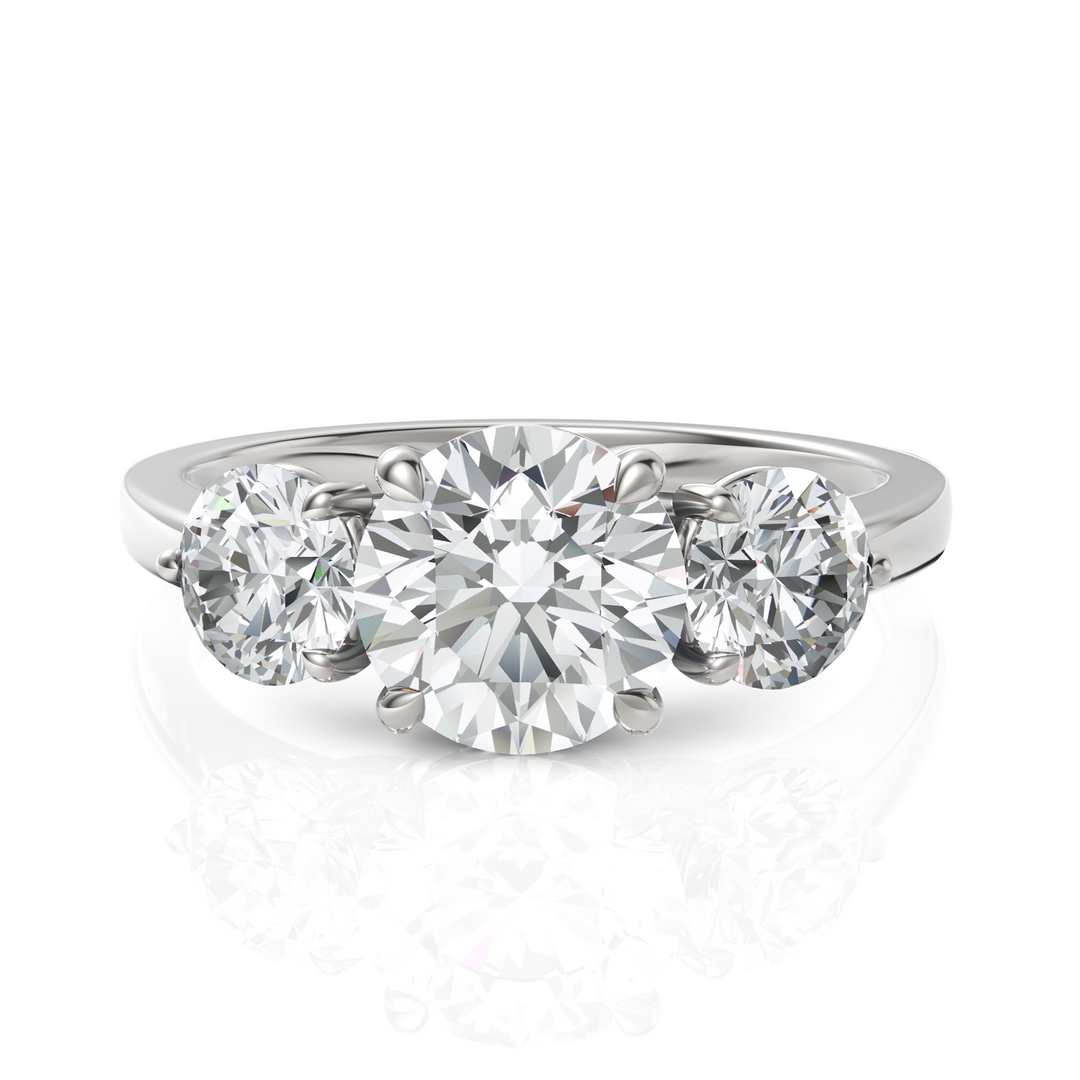 Troupe Round Three Stone Round Cut Diamond Ring (1.5 CT. Center Diamond)