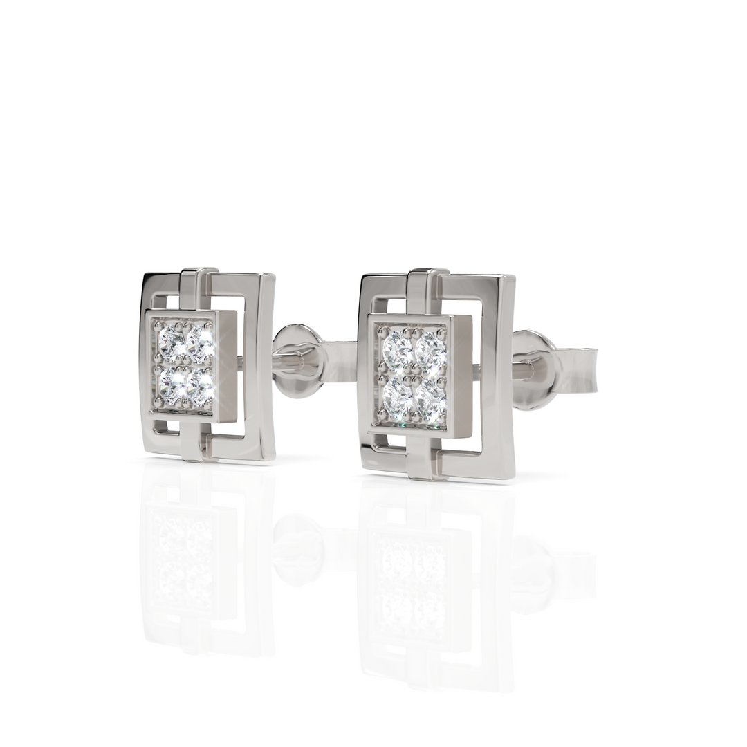 Elite Square Diamond Stud Earrings