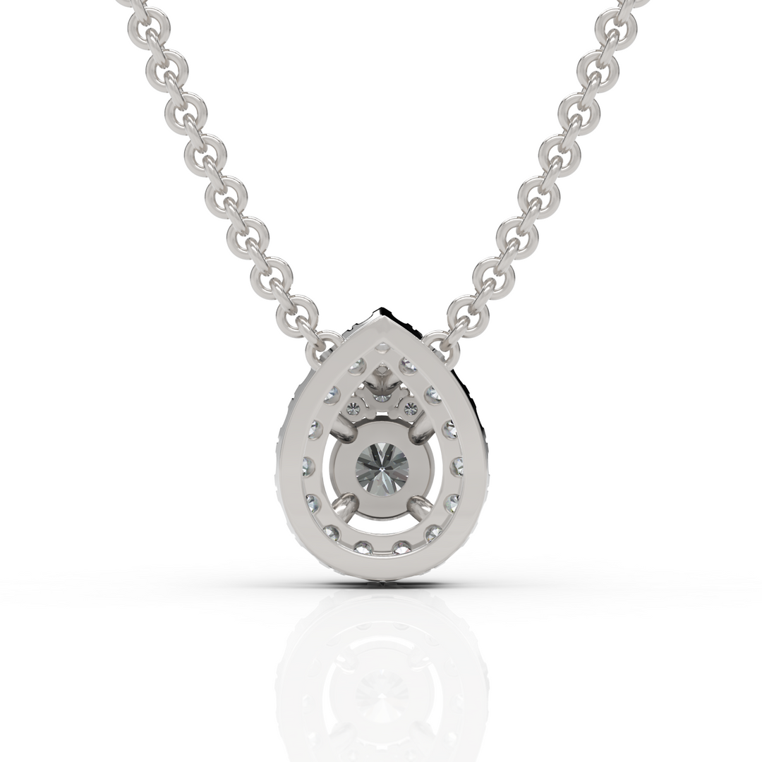 Classic Pear Shape Round Cut Diamond Necklace