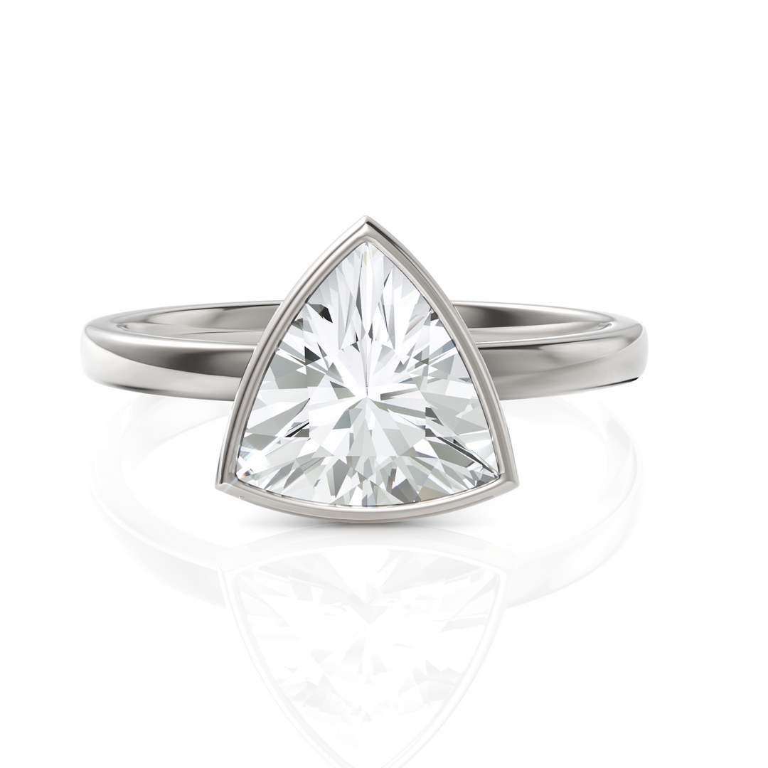 Trillion Cut Solitaire Diamond Ring With Bezel Set (1.50 CT.)