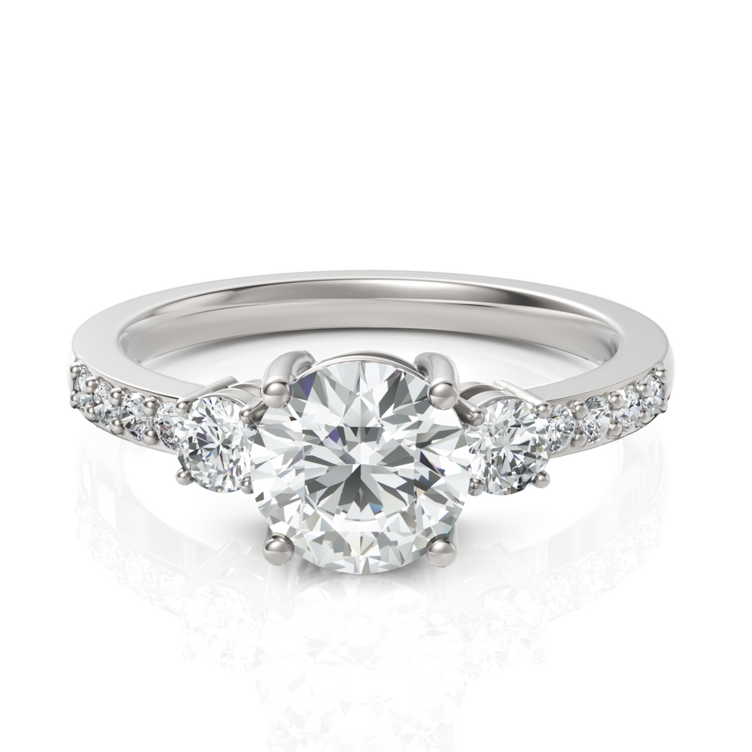 Trilogy Grace With Round Cut Diamond Ring (1.00 CT. Center Solitaire)
