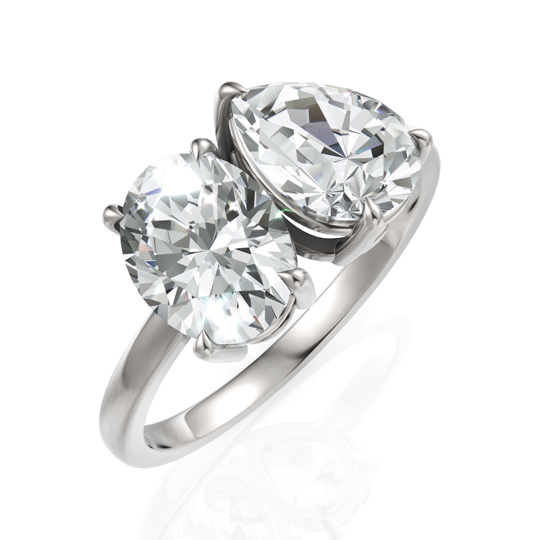 Oval Cut & Pear Cut Toi Et Moi Solitaire Diamond Ring (1.50 CT. Each Diamond)