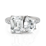 Load image into Gallery viewer, Rigorous Toi Et Moi Emerald Cut &amp; Pear Cut Diamond Ring (1.50 CT. Each Stone)
