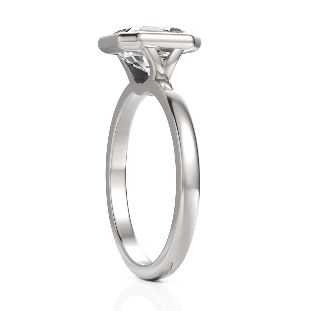 Asscher Cut Solitaire Diamond Ring With Bezel Setting (2.00 CT.)