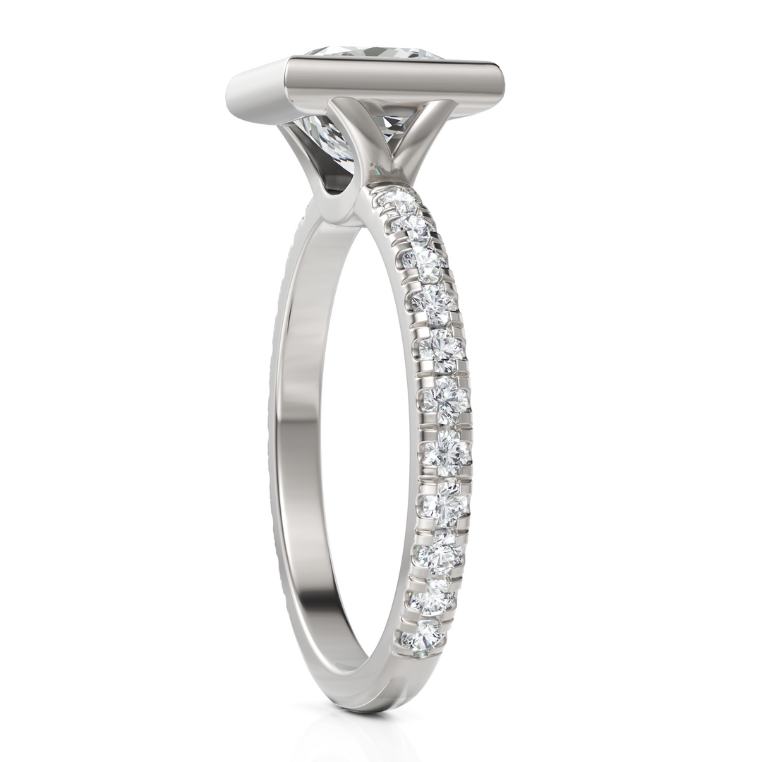 Charming Princess Cut Diamond Solitaire Ring With Bezel Set (2.00 CT. Princess Cut)