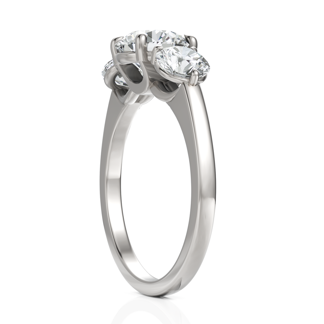 Troupe Round Three Stone Round Cut Diamond Ring (1.5 CT. Center Diamond)