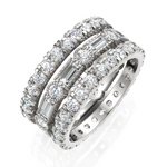 Load image into Gallery viewer, 2.35 ctw Round &amp; Baguette Diamond Multi-Row Band in Solid Gold