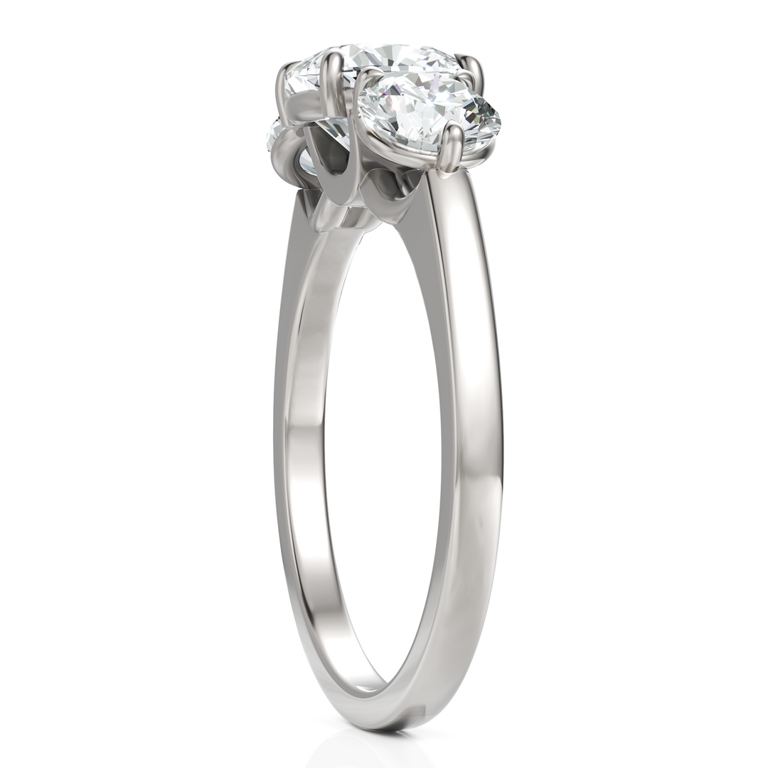 Three Stone solitaire Ring With Cushion Cut & Round Cut Diamond (1.50 CT. Cushion Cut)