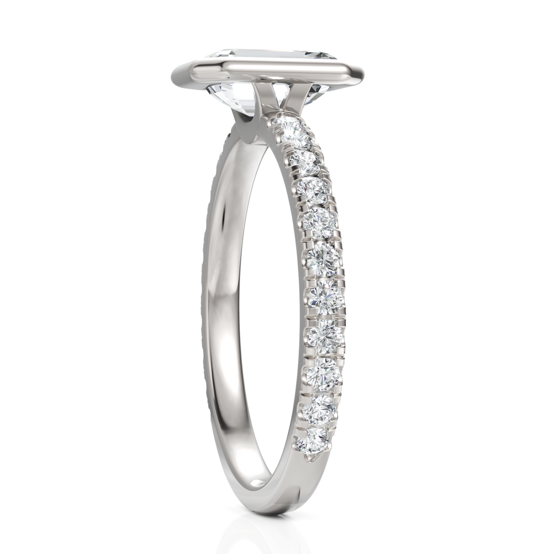 Bezel Set Emerald Cut Solitaire Engagement Ring (1.00 CT. Solitaire)