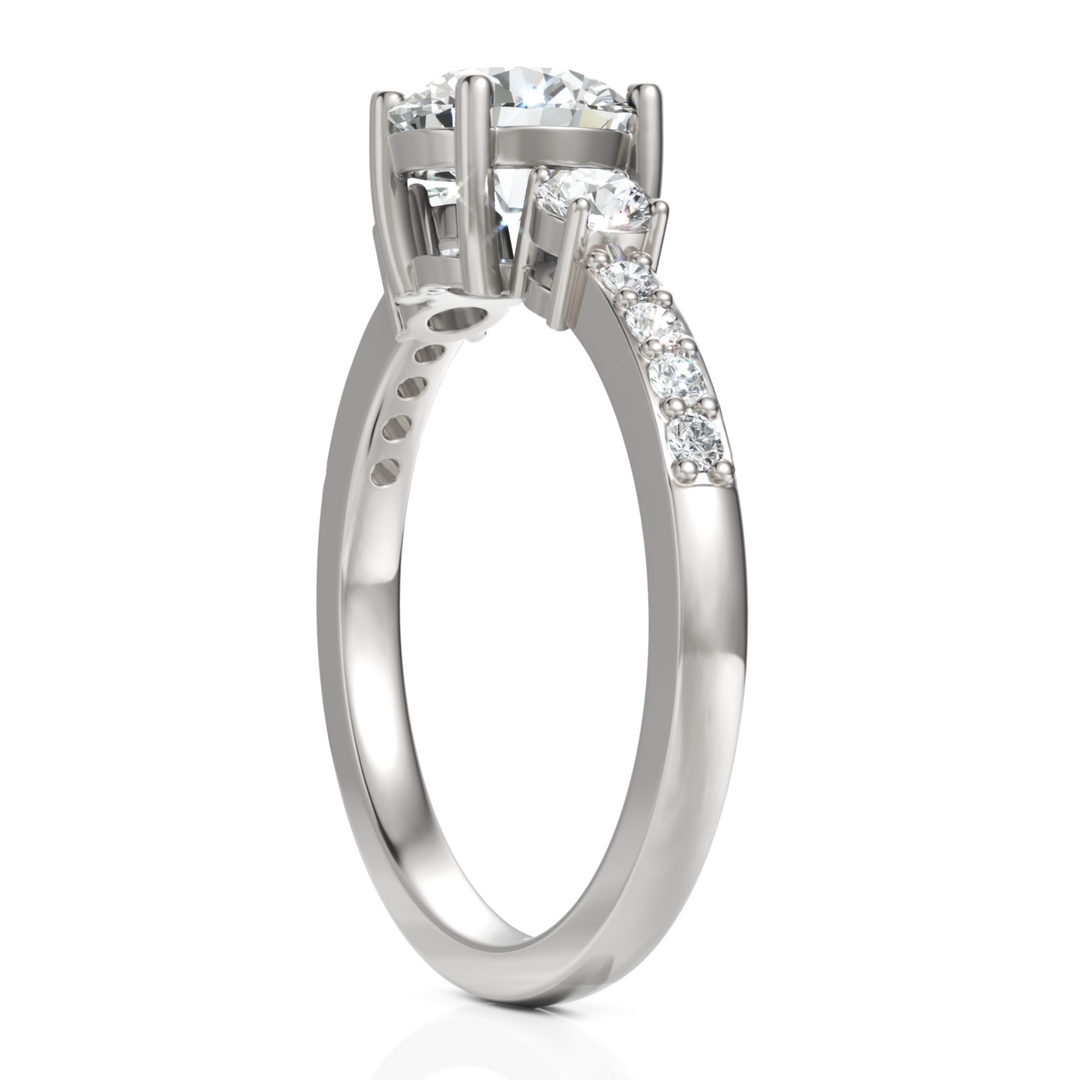 Trilogy Grace With Round Cut Diamond Ring (1.00 CT. Center Solitaire)