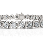 Load image into Gallery viewer, S Swirl Link Illusion Diamond Tennis Bracelet
