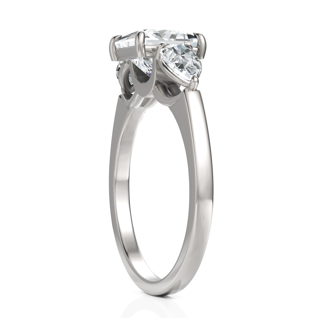Extraordinary Three Stone Diamond Solitaire Ring With Princess Cut & Pear Cut (1.50 CT. Princess Cut)