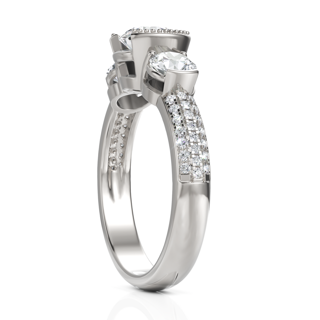 Blooming Three Solitaire Diamond Wedding Ring