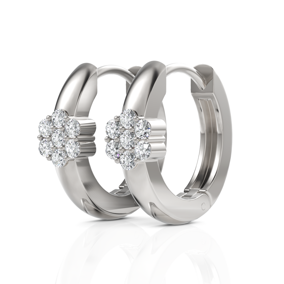 Seven Stone Charming Diamond Hoop Earrings