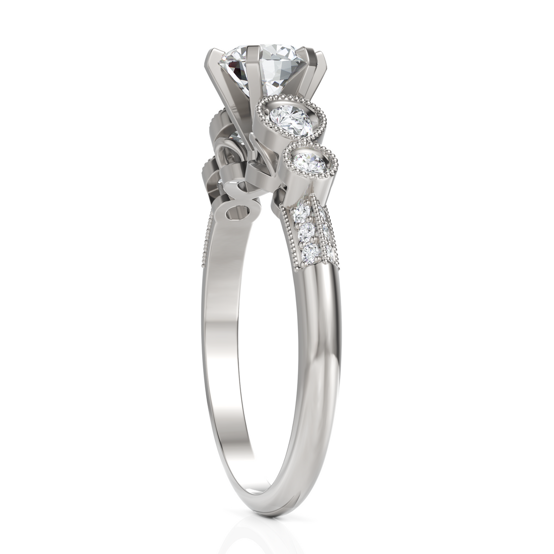 Innovative Diamond Ring With Pear Cut & Round Cut Diamond