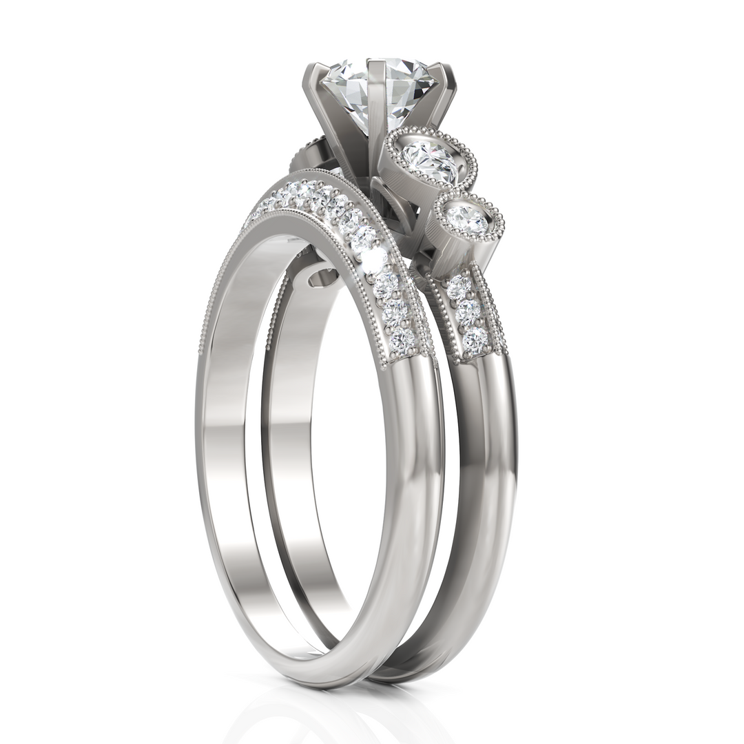 Sunshine Solitaire Diamond Bridal Ring Set