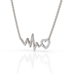 Load image into Gallery viewer, Heart Beat Zig Zag With Heart Round Cut Diamond Necklace
