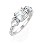 Load image into Gallery viewer, Trinary Diamond Solitaire Ring With Asscher Cut &amp; Round Cut Diamonds (1.50 CT. Asscher Cut)