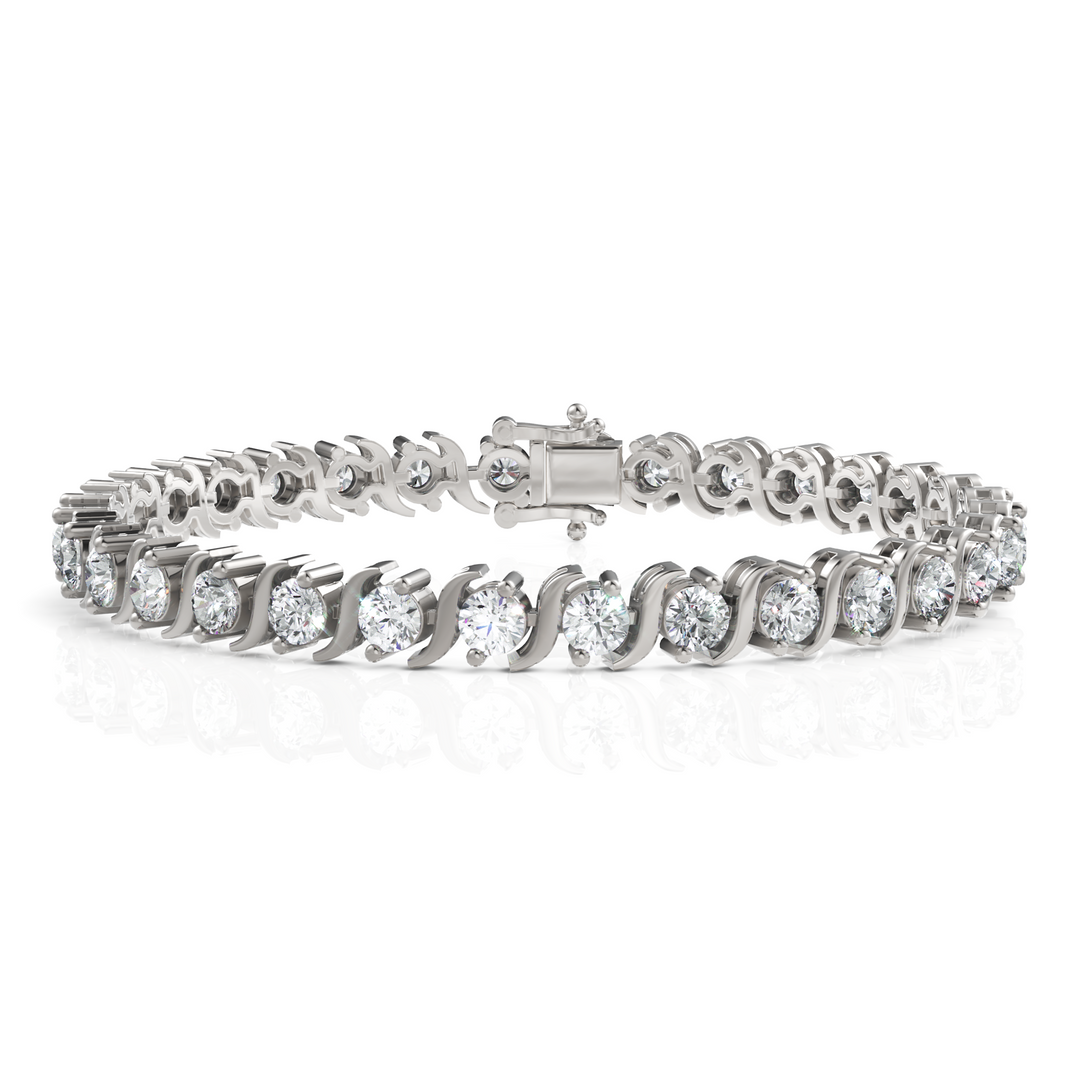 S Swirl Link Illusion Diamond Tennis Bracelet