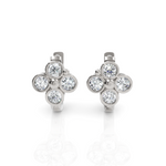 Load image into Gallery viewer, Bezel Setting Floral Diamond Hoop Earrings