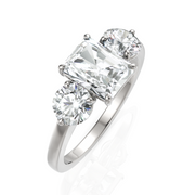 Radiant Cut & Round Cut Solitaire Diamond Ring (1.50 CT. Radiant Cut)