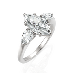 Load image into Gallery viewer, Classic Three Stone Marquise Cut &amp; Pear Cut Diamond Solitaire Ring (1.50 CT. Marquise Cut)
