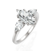 Classic Three Stone Marquise Cut & Pear Cut Diamond Solitaire Ring (1.50 CT. Marquise Cut)