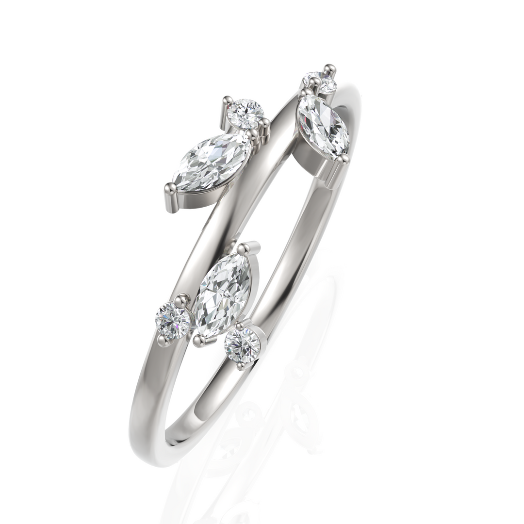 Petal Diamond Ring With Round Cut & Marquise Cut Diamond