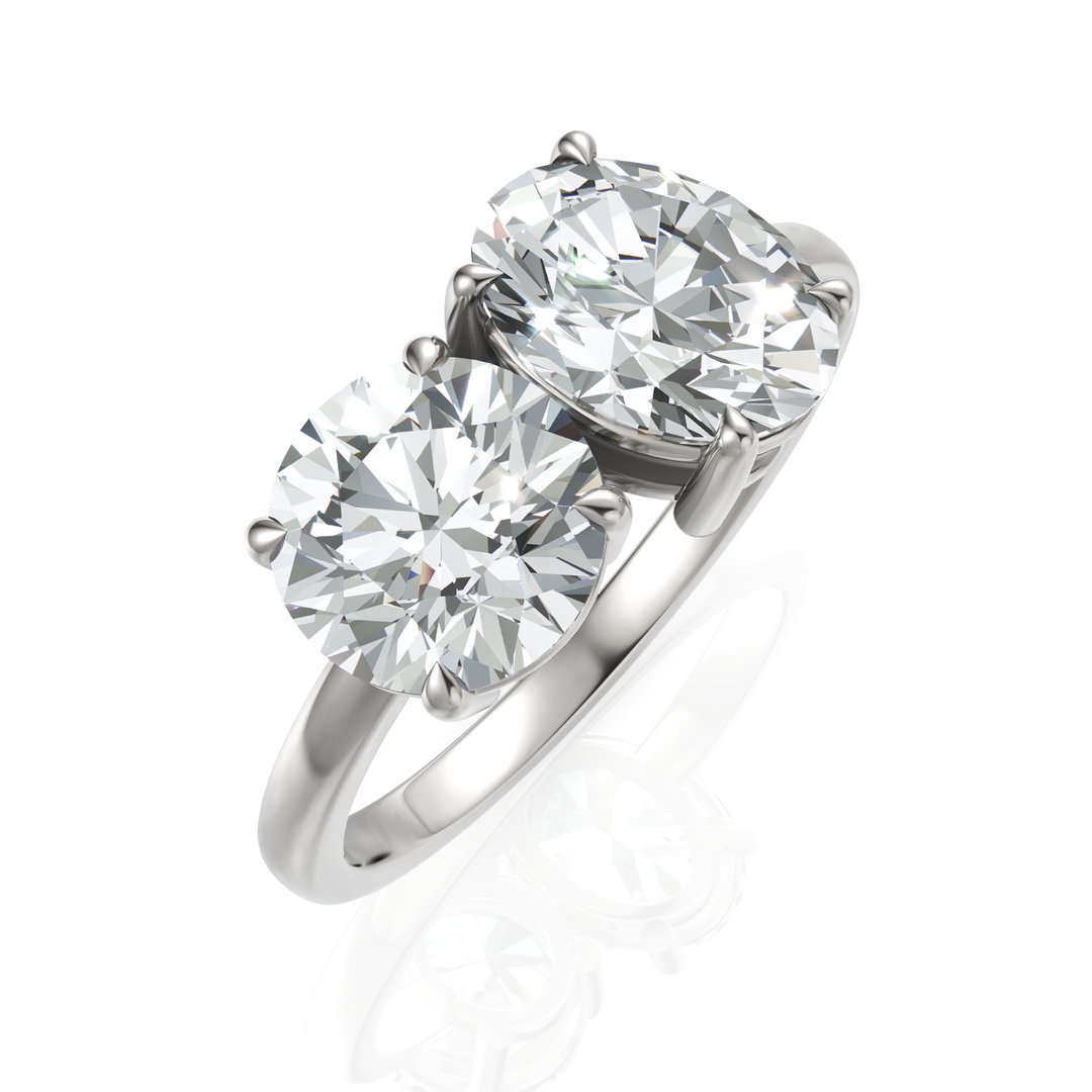 Toi Et Moi Solitaire Diamond Ring With Oval Cut & Round Cut Diamonds (1.50 CT. Each Diamond)