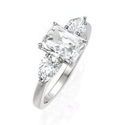 Radiant Cut & Pear Cut Three Stone Solitaire Diamond Ring (2.00 CT. Radiant Cut)