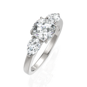 Threeling Solitaire Diamond Wedding Ring With Round Cut & Pear Cut Diamonds (1.50 CT. Round Cut)