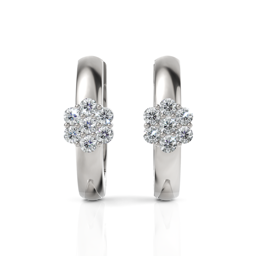 Seven Stone Charming Diamond Hoop Earrings