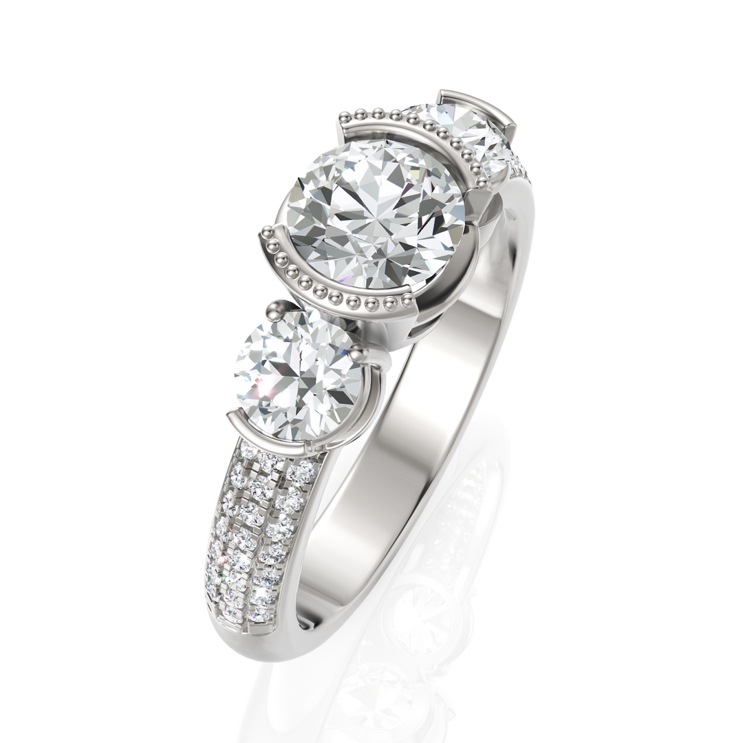 Blooming Three Solitaire Diamond Wedding Ring