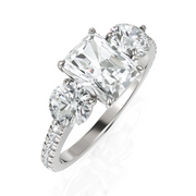 Delightful Three Stone solitaire Diamond ring With Radiant Cut & Round Cut Diamonds (1.50 CT. Radiant Cut)