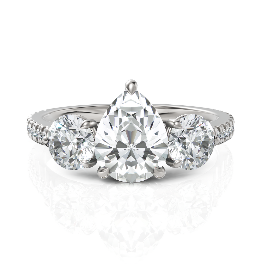 Trinity Pear Cut & Round Cut Three Solitaire Diamond Ring (1.50 CT. Pear Cut)