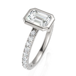 Load image into Gallery viewer, Bezel Set Emerald Cut Solitaire Engagement Ring (1.00 CT. Solitaire)
